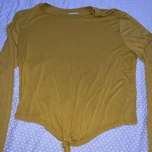 Yellow Tie Front Crop Top